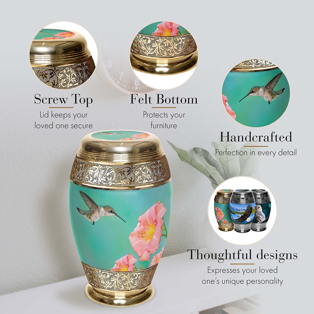 Hummingbird Extra Large Urn or Companion Urn – Extra Large Urns for Human Ashes | XL Urn & XXL Urn