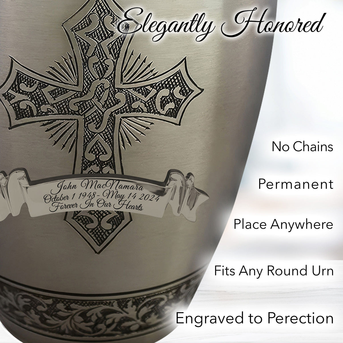 Love of Christ Silver Cross Extra Large Urn or Companion Urn – Extra Large Urns for Human Ashes | XL Urn & XXL Urn
