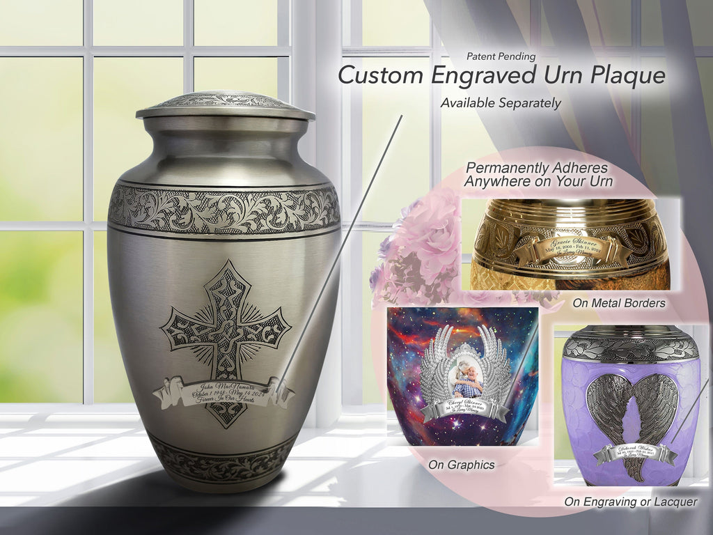 Love of Christ Silver Cross Extra Large Urn or Companion Urn – Extra Large Urns for Human Ashes | XL Urn & XXL Urn