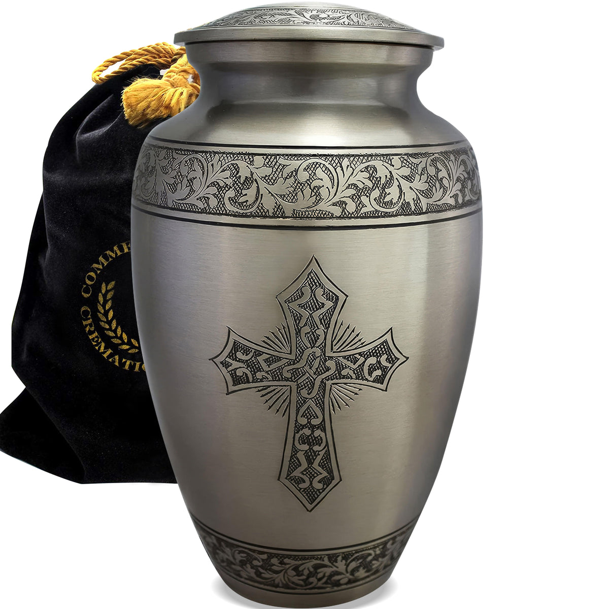 Love of Christ Silver Cross Extra Large Urn or Companion Urn – Extra Large Urns for Human Ashes | XL Urn & XXL Urn