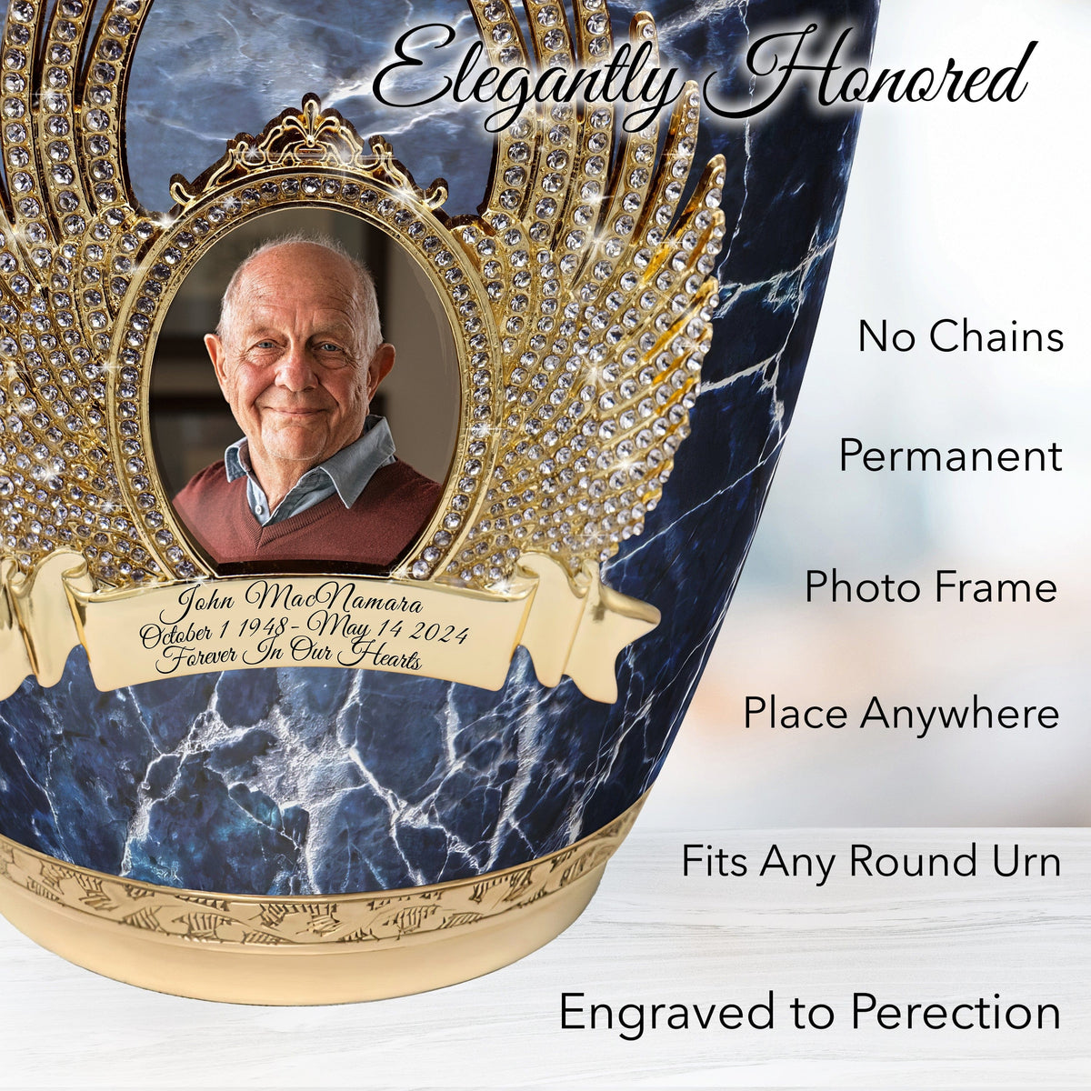 Marble Elegance Blue Extra Large Urn or Companion Urn – Extra Large Urns for Human Ashes | XL Urn & XXL Urn