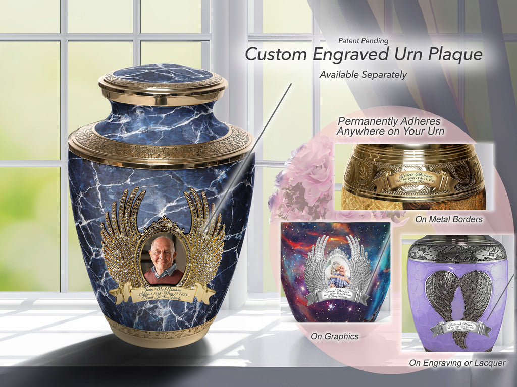 Marble Elegance Blue Extra Large Urn or Companion Urn – Extra Large Urns for Human Ashes | XL Urn & XXL Urn