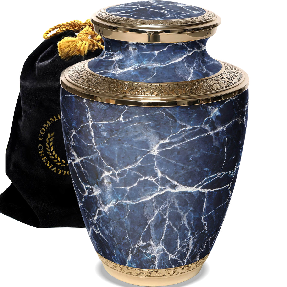 Marble Elegance Blue Extra Large Urn or Companion Urn – Extra Large Urns for Human Ashes | XL Urn & XXL Urn
