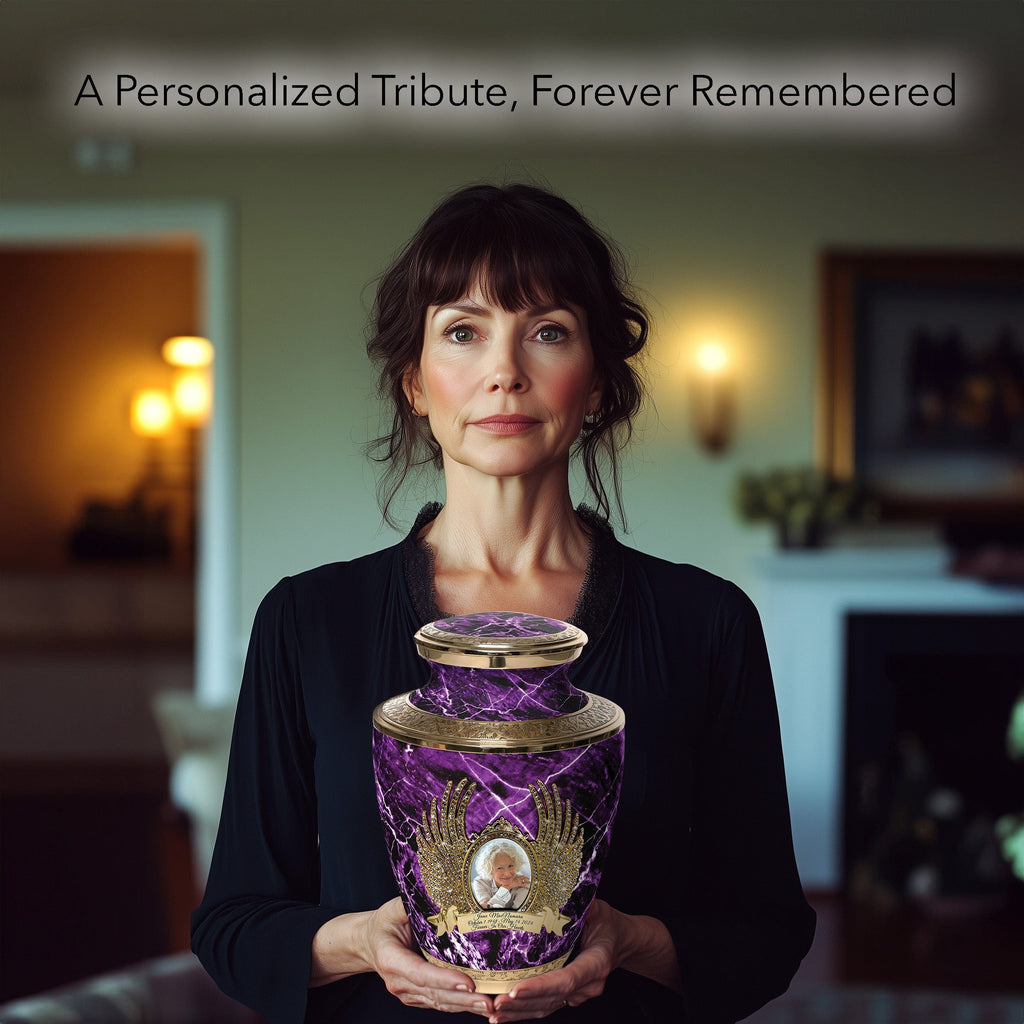 Marble Elegance Purple Extra Large Urn or Companion Urn – Extra Large Urns for Human Ashes | XL Urn & XXL Urn