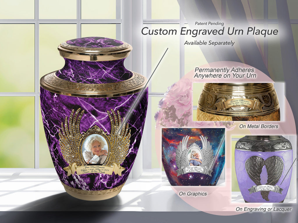 Marble Elegance Purple Extra Large Urn or Companion Urn – Extra Large Urns for Human Ashes | XL Urn & XXL Urn