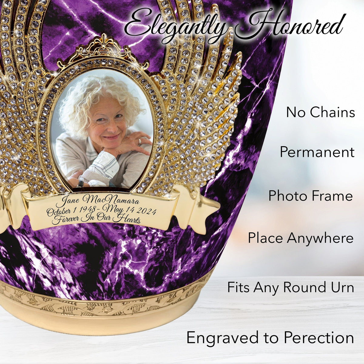 Marble Elegance Purple Extra Large Urn or Companion Urn – Extra Large Urns for Human Ashes | XL Urn & XXL Urn