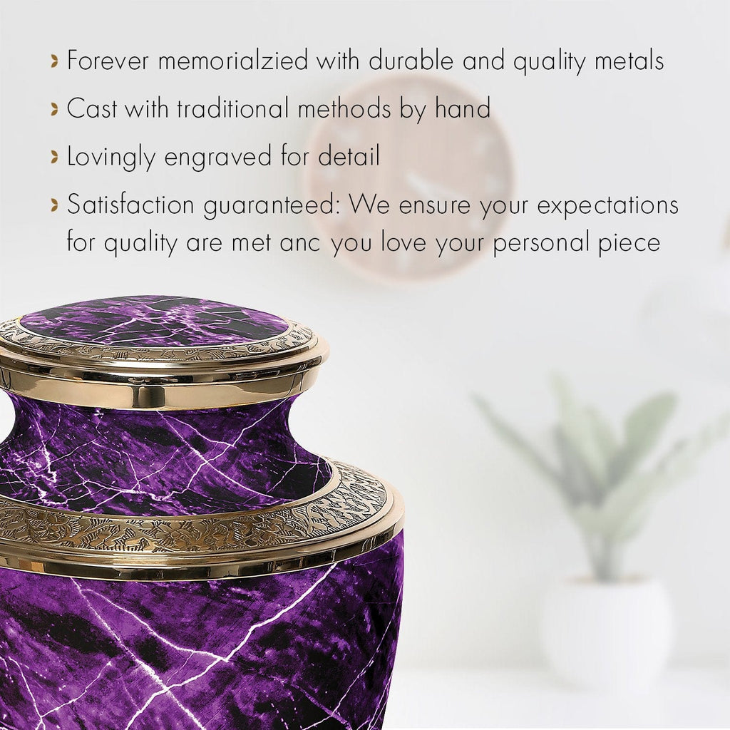 Marble Elegance Purple Extra Large Urn or Companion Urn – Extra Large Urns for Human Ashes | XL Urn & XXL Urn