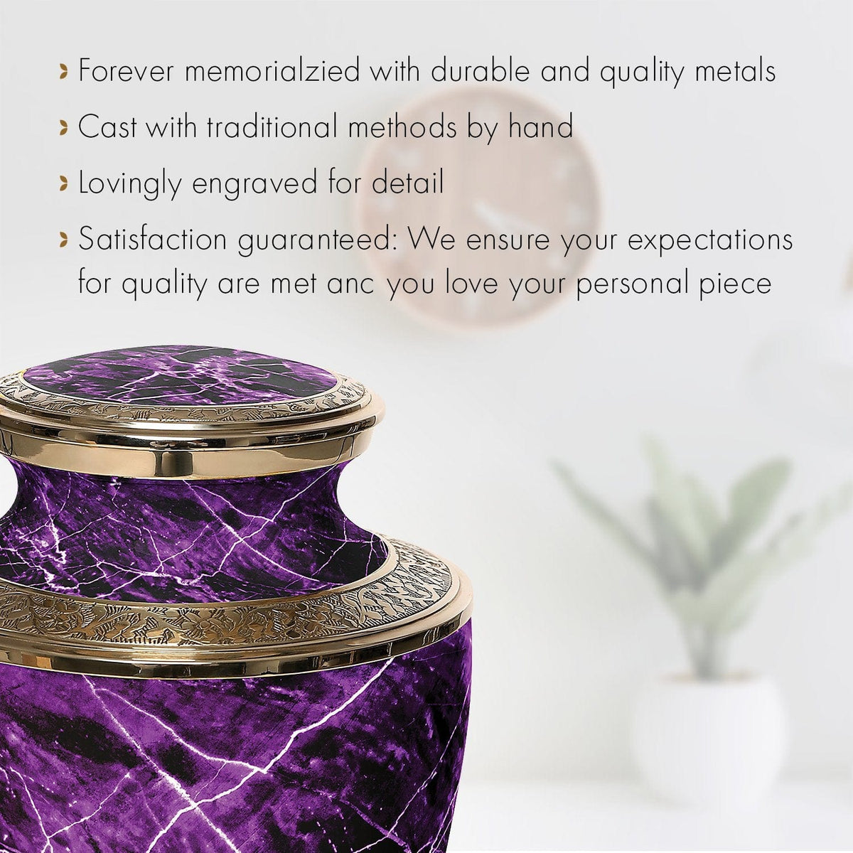 Marble Elegance Purple Extra Large Urn or Companion Urn – Extra Large Urns for Human Ashes | XL Urn & XXL Urn