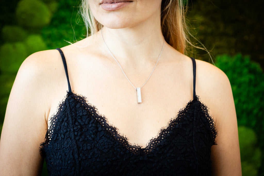 Opal Bar Cremation Necklace - Engravable