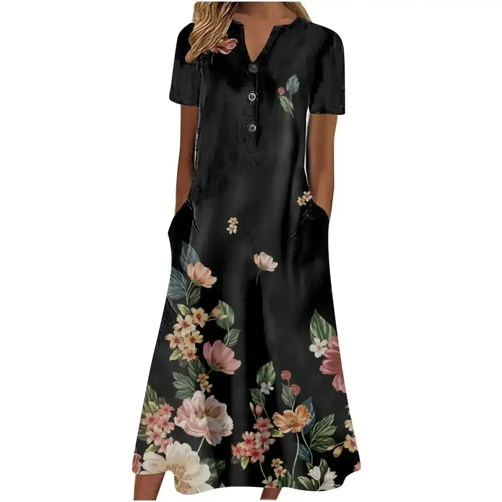 Women’s Summer Midi Dress – Casual, Light & Pocket-Ready