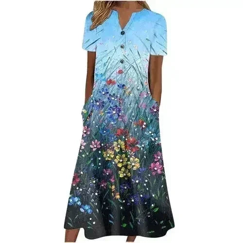 Women’s Summer Midi Dress – Casual, Light & Pocket-Ready