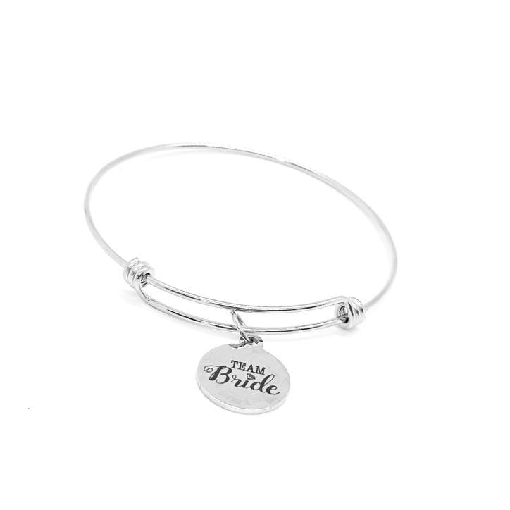 Team Bride Stainless Steel Charm Bangle Bracelet Adjustable Jewelry Wedding Party Favor Gift For Bridesmaids Bridal Shower Accessory