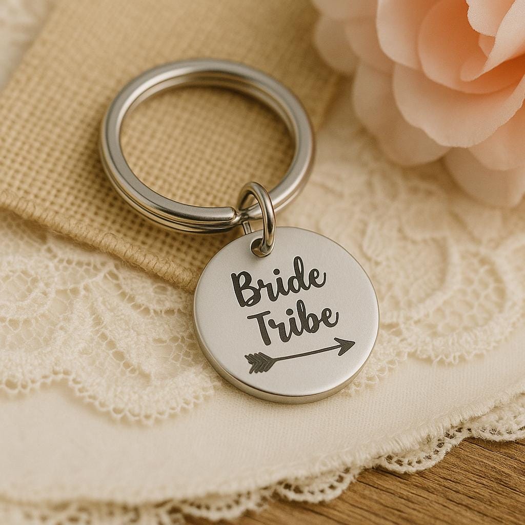 Bride Tribe Stainless Steel Keychain Bachelorette Party Favor Wedding Party Gift Bridal Shower Accessory Bridesmaid Gift 19mm Charm