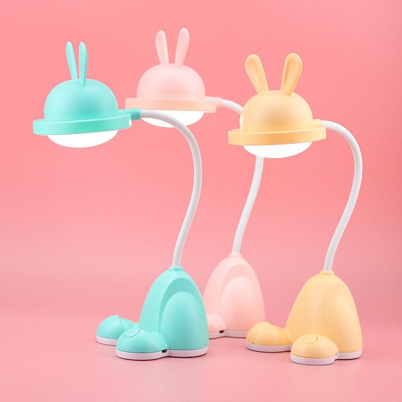 Rabbit LED Table Lamp Kids Desk Bunny Night Lights Studying Bedroom Decor Baby Bed Restaurant Living Room Cute Gift USB Charging Cute Study Lamps for Bedroom Décor