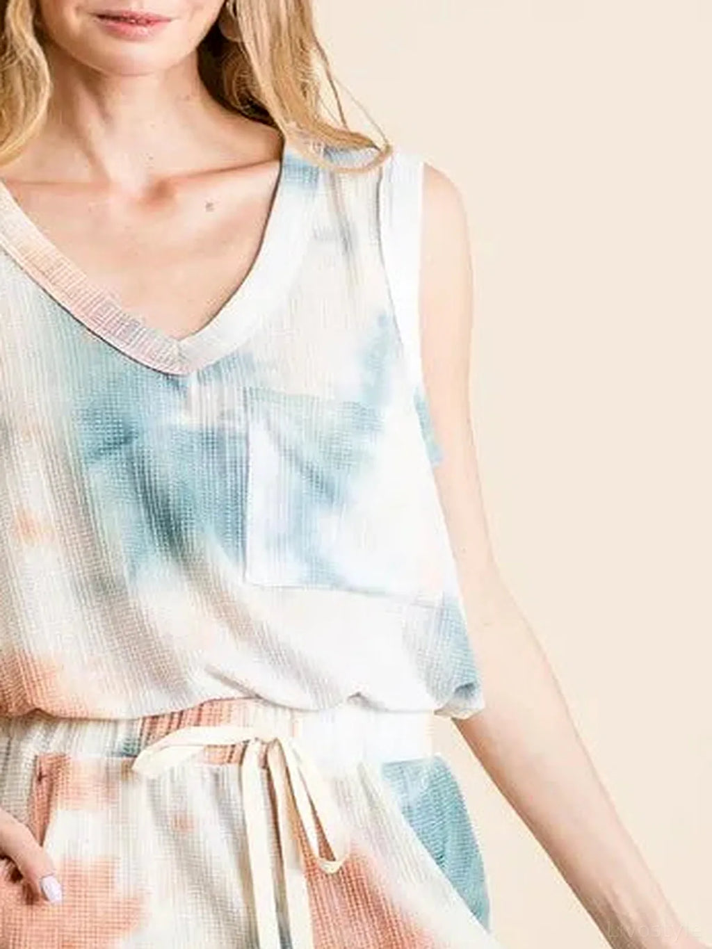 Tie Dye Textured Knit Top and Shorts Set