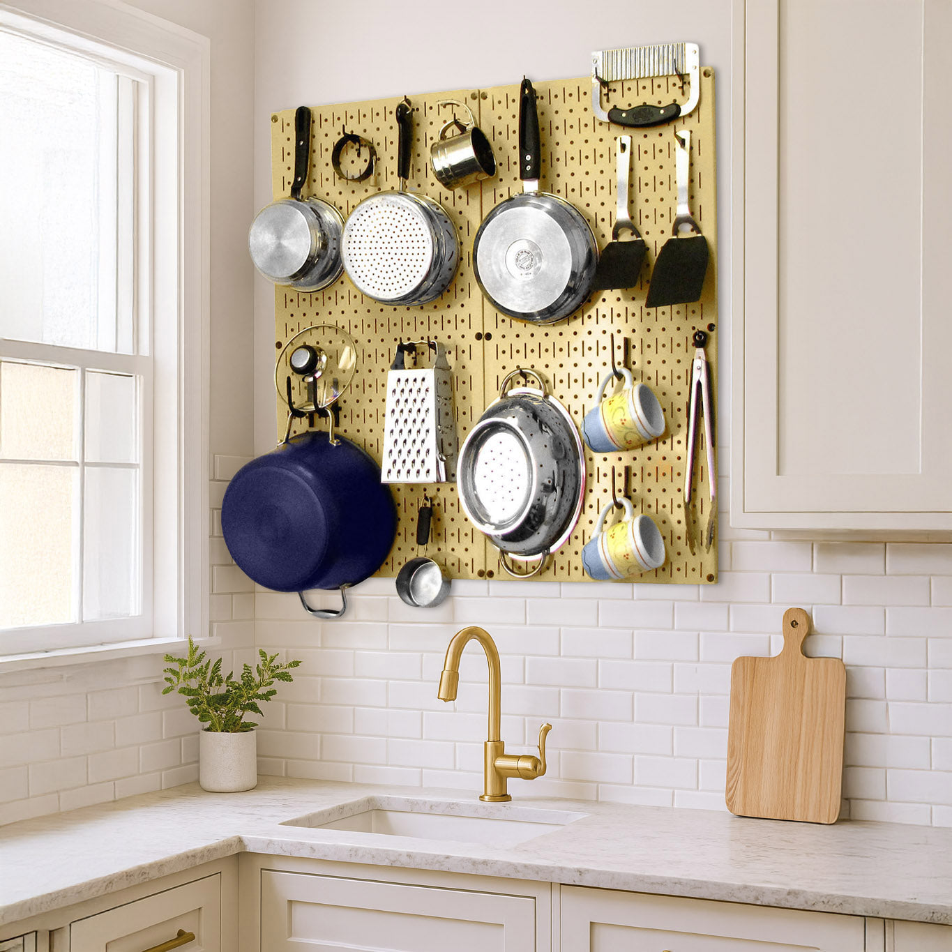 Kitchen Pegboard Organizer Kit Pots & Pans Rack - Pegboard With Hooks