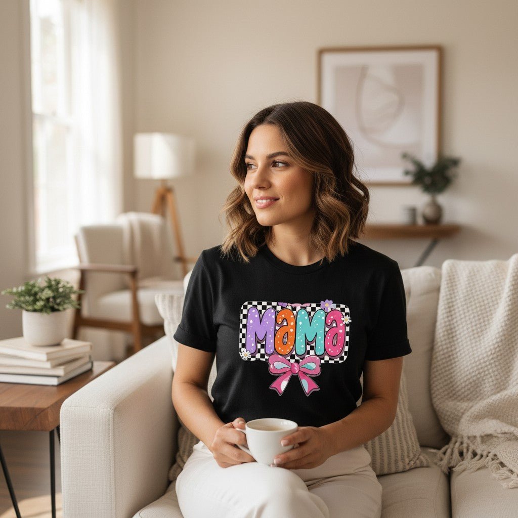 Womens Coquette Mama Shirt Cute Bow Graphic Mothers Day Gift Tee